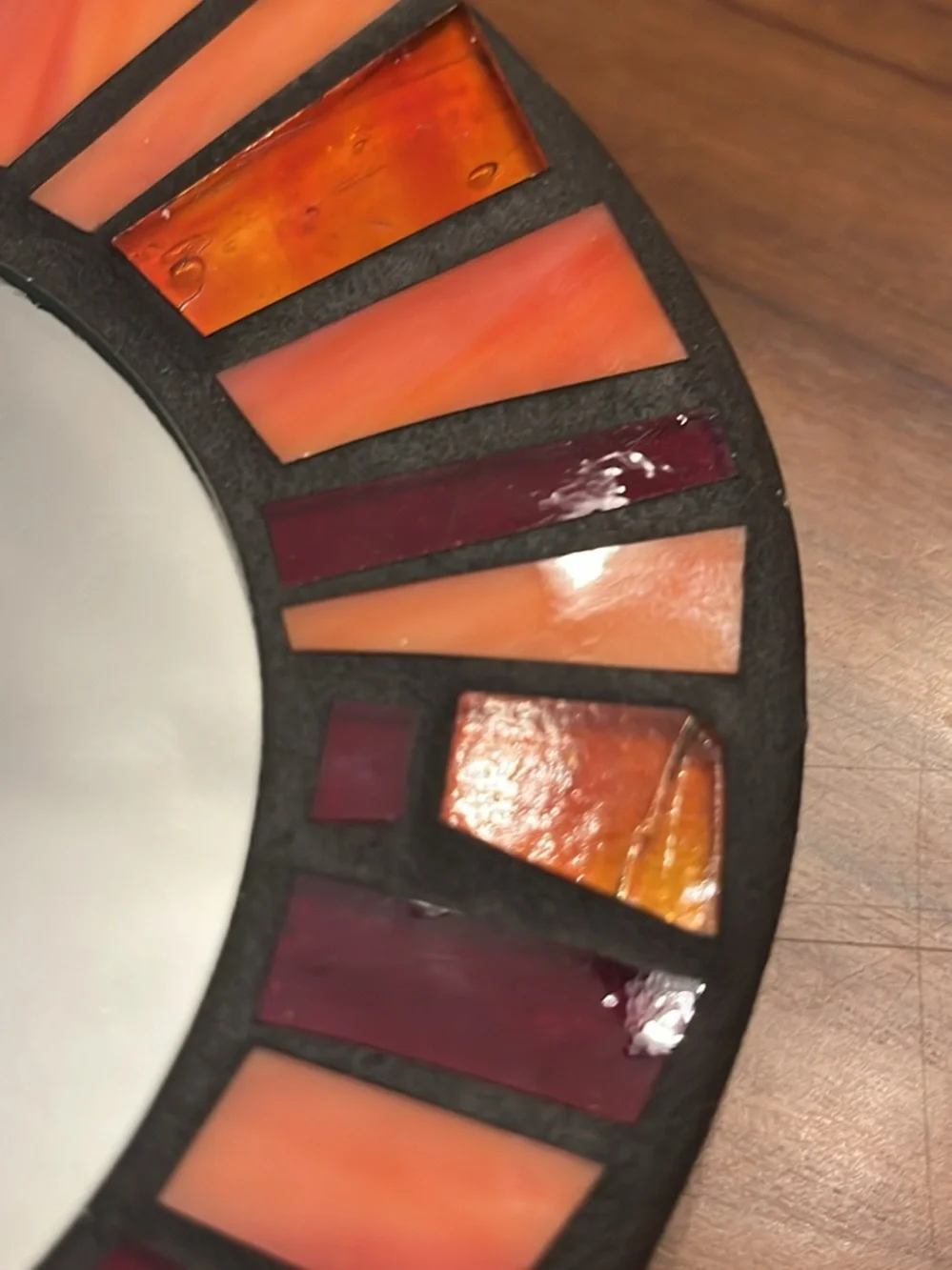 Handcrafted Mosaic Wall Mirror - Red & Orange
